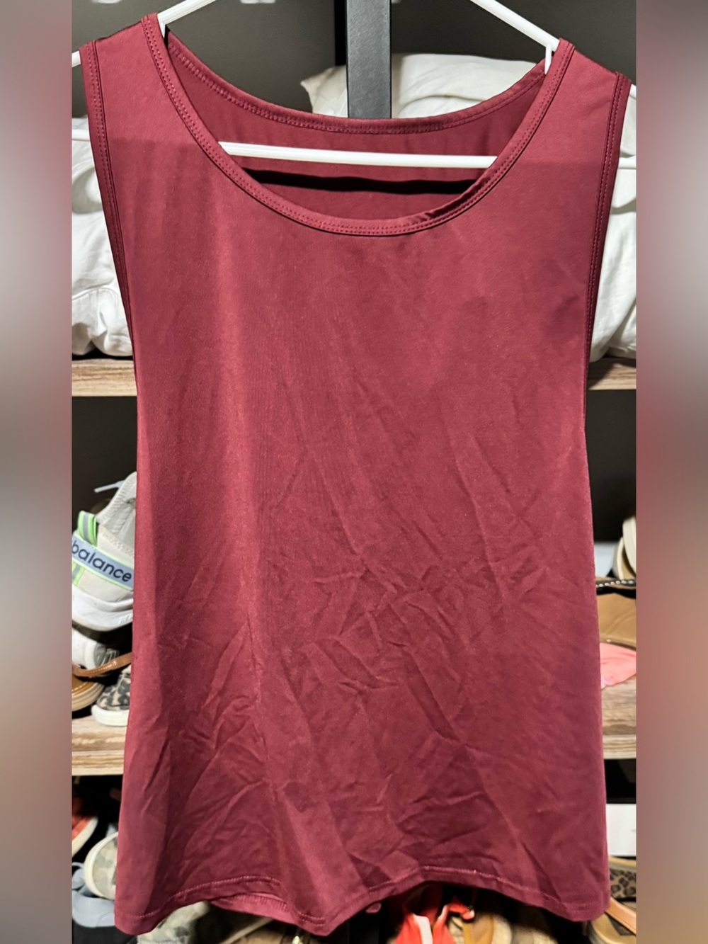 SHEIN Wine Red Scoop Neck Tank Top